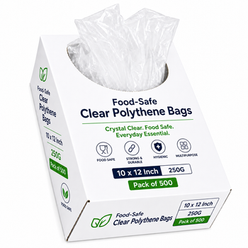 Food-Safe Clear Polythene Bags 10x12 Inch 250G - Pack of 500