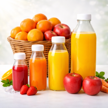 1000ml Round Clear Juice Bottle with White Caps (Pack of 88 Sets)