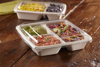 Sabert Rpet lids for cold Food 3 Comp. Large Square Pulp Container PUL51901 (a pack of 300)  Supply Express