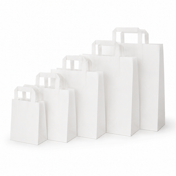 Medium White Takeaway Kraft SOS Carrier Bags - 250 Pack