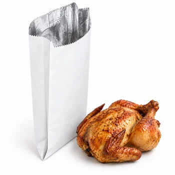 Aluminium Foil Lined White Paper Bags 7x9x12" Hot Food Bag Takeaway 