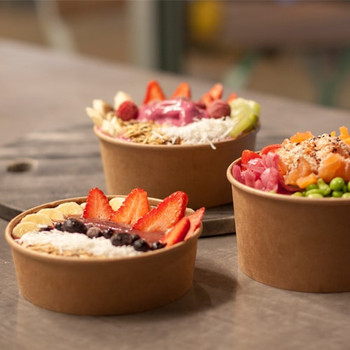 1000 cc Round Kraft Paper Food Container just Base for hot or cold Food (a pack of 300) Go-Pak Supply Express