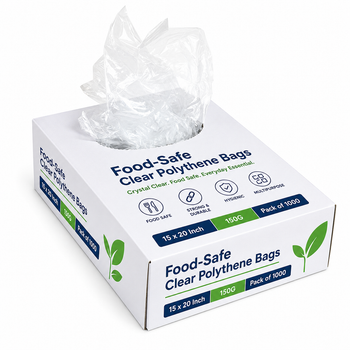 Food-Safe Clear Polythene Bags 15x20 Inch 150G - Pack of 1000