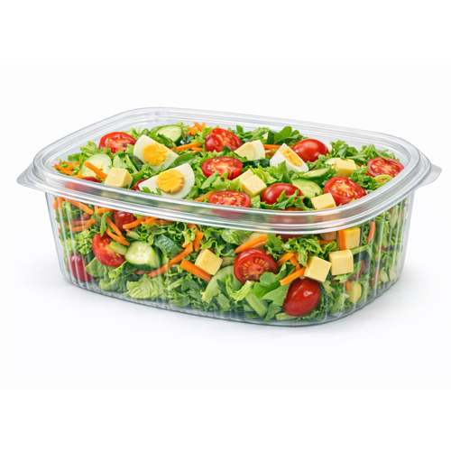 Somoplast 962 Clear Hinged 1000cc Rectangular Salad Container  - Pack of 500