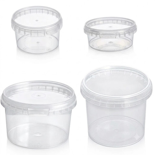 Tamper-proof Clear Round Containers & Lids 400ml - Pack of 448