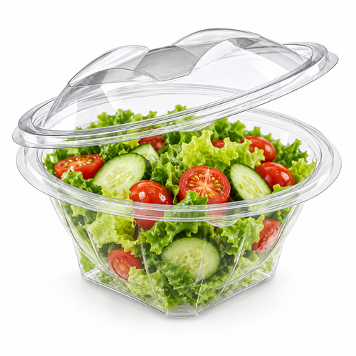 Somoplast 986 Round Hinged lid Salad Bowl (500cc) - Pack of 300