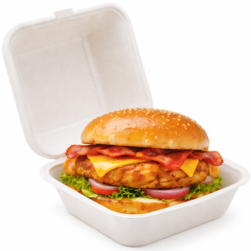 Bagasse Burger Box ‚ 6 Inch (145 x 145 x 75mm) - Pack of 500