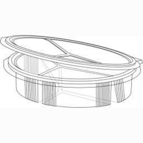 3 Compartment 550cc Oval Clear Hinged Container Somo 973 - Pack of 300