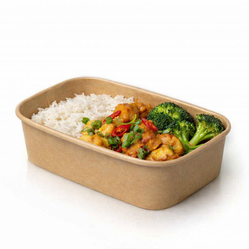Rectangular Kraft Paper Takeaway Food Container 500cc (pack of 300)