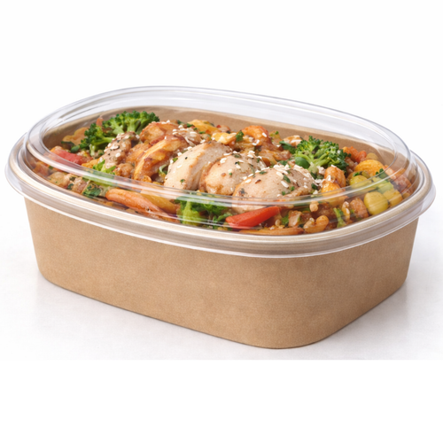 RPET Lids for Kraft Rectangular Food Containers – 300 Pack