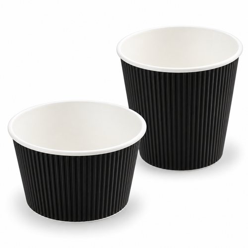 GoPak Ripple Black 16oz Takeout Soup Containers - Pack of 500
