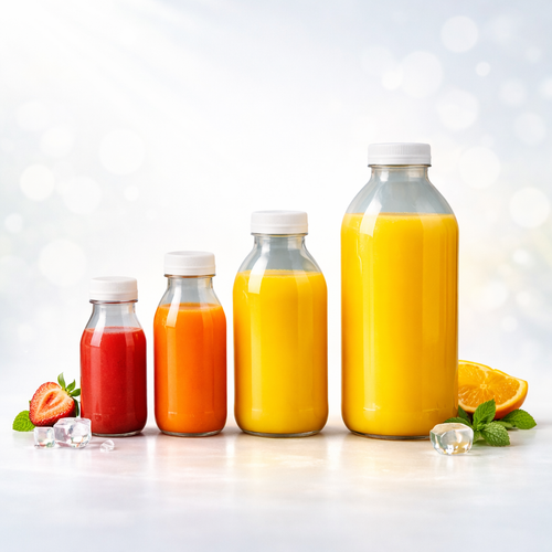 1000 ml Clear Round Juice Bottles with White Caps
