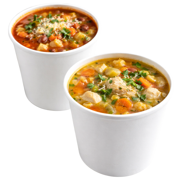 500X Go-Pack 26oz /758ml White Paper Soup Containers - Just Base