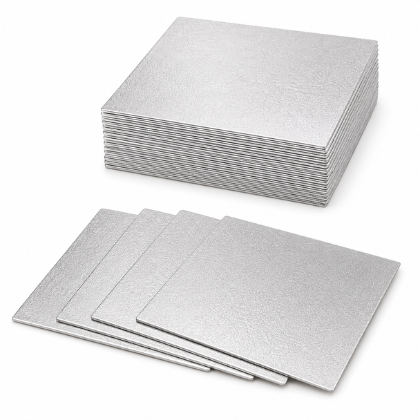Cake Card Silver Square 8inch Extra Thick - pack of 25