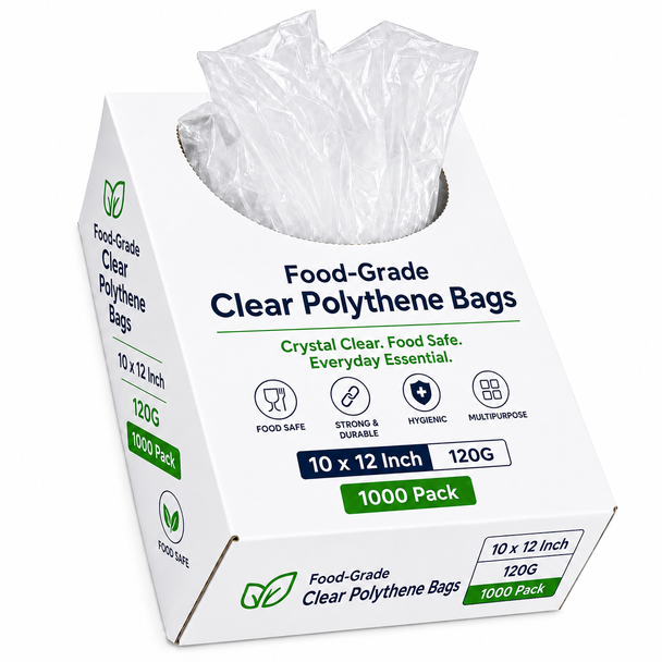 Food-Grade Clear Polythene Bags 10x12 Inch 120G - 1000 Pack
