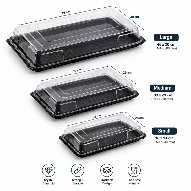 Small Plastic Rectangular Platters trays only 360x240mm - 50pcs