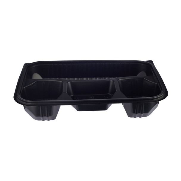 Hotpack Black Base Rectangular 4-Compartment Container 200 Pieces