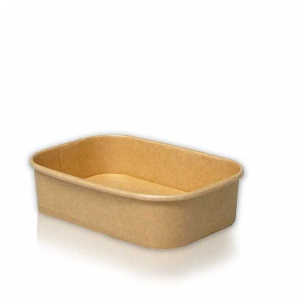 Kraft Rectangular cardboard Food Container 750cc just Base for hot or cold Food (Pack of 300)