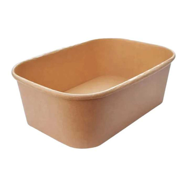 Kraft Rectangular cardboard Food Container 1000cc just Base for hot or cold Food (pack of 300)
