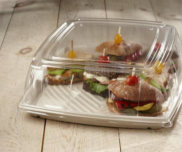 Sabert DOMED LID - for Square Pulp Plat 16 inche. [PUL52916F025] 9cm hight. Lids Only - Pack of 25