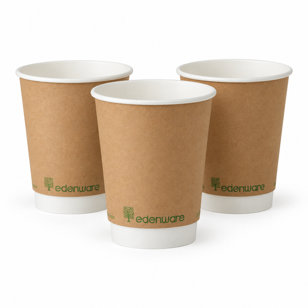 8oz Compostable & Insulated Double wall Coffee Cup -500 Cups