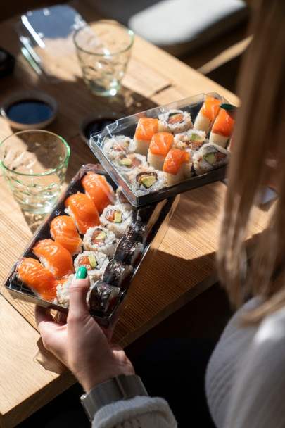 rPET Lid For Sabert Zen Kraft Sushi Tray  120x62x22mm[T00] (Pack of 600 )