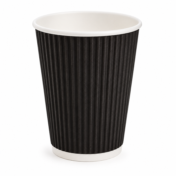 Go-Pak 8oz Black Ripple Paper Takeaway Cups - Pack of 500