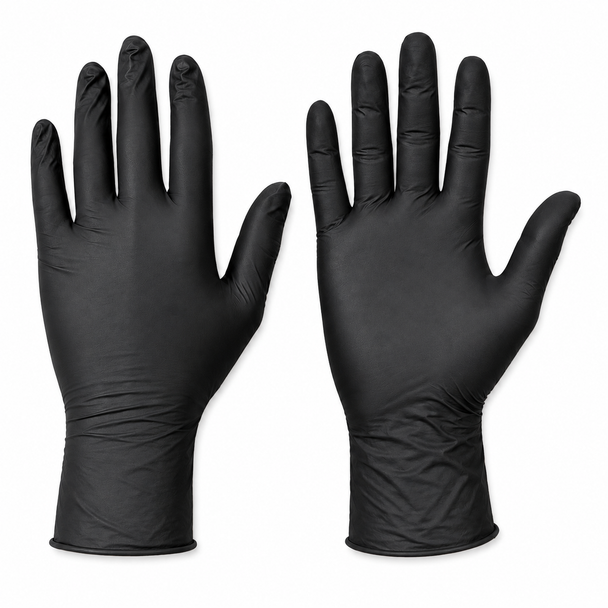 X-Large Black Nitrile Gloves Powder Free - Pack of 100