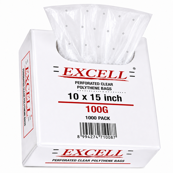 Food Safe Perforated Polythene Clear Bag 10x15 inch