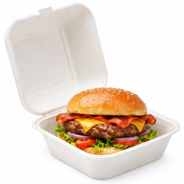 Bagasse Burger Box ‚ 6 Inch (145 x 145 x 75mm) - Pack of 500