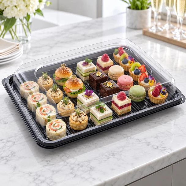 Clear Domed Lids for Medium Plastic Platter Pack of 50