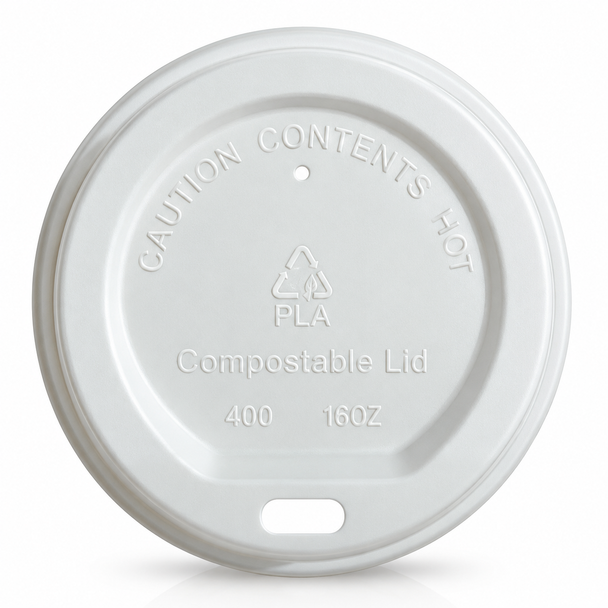 Eco 8oz White Compostable Takeaway Cup Lids - Pack of 1000
