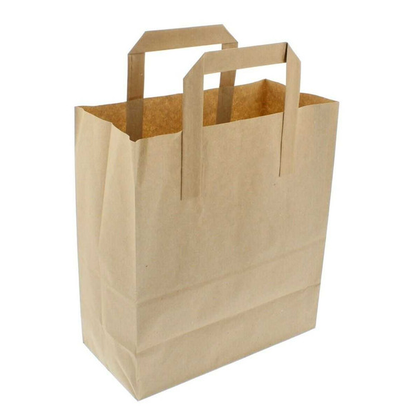 Brown Paper Carrier Bag Large [10x5.5x12 inches ] (a pack of 250)