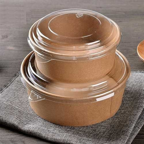 750 cc Kraft Round Paper Food Container just Base for hot or cold Food (a pack of 300) Go-Pak Supply Express