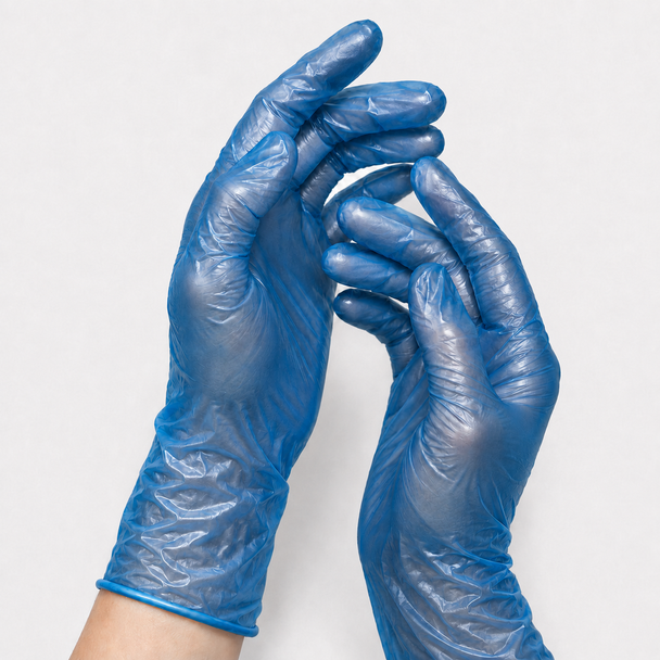 Bulk Medium Blue Vinyl Disposable Gloves - 10 packs of 100