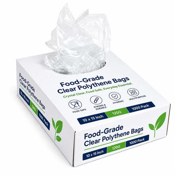 Food-Grade Clear Polythene Bags 10x15 Inch 120G - 1000 Pack