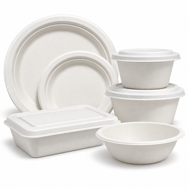 10-Inch 3-Compartment Compostable Bagasse Plates – Pack of 500