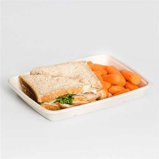 Sabert Rectangular Pulp Container PUL46120F300N (600ml) Shallow (a pack of 300)