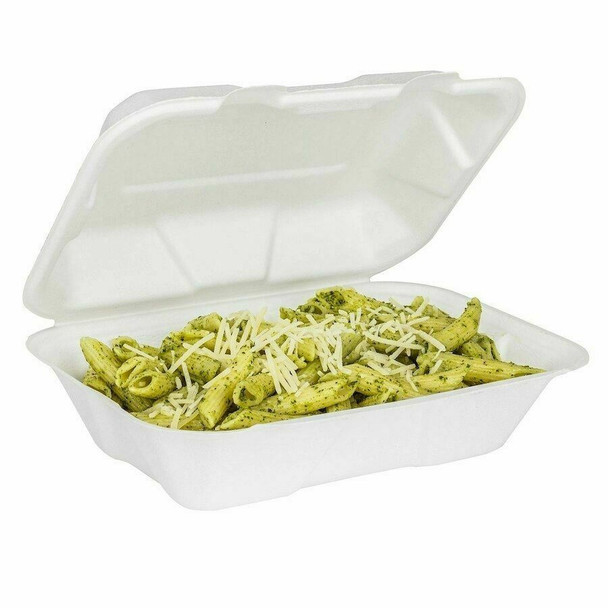 Bagasse, biodegradable Lunch Box 9'' x 6'' x 3'' (a pack of 200)