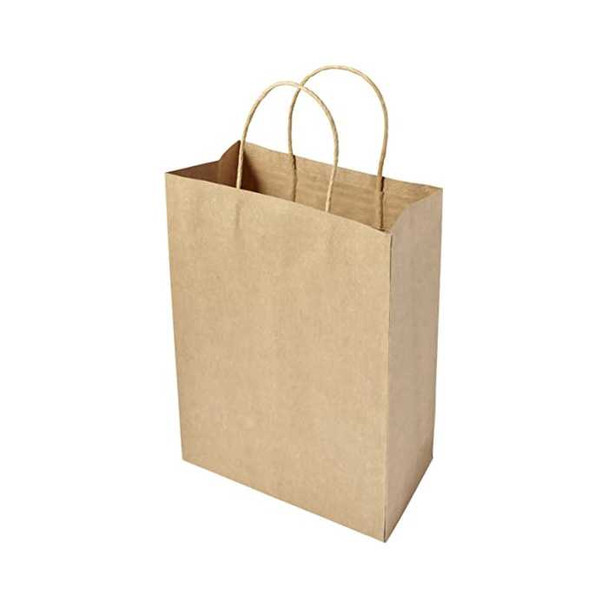 Ribbed Kraft Paper Bag Twisted Handle Med 23X9X31CM ( a pack of 125)