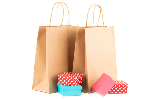 Ribbed Kraft Paper Bag Twisted Handle Med 23X9X31CM ( a pack of 125)