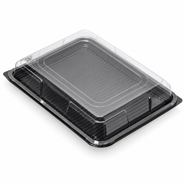 Small Plastic Platter Clear Domed Lids, 360x240mm (50 Lids)