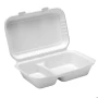 Compostable Bagasse 2 compartments meal box 9x6x3inch - Pack of 250