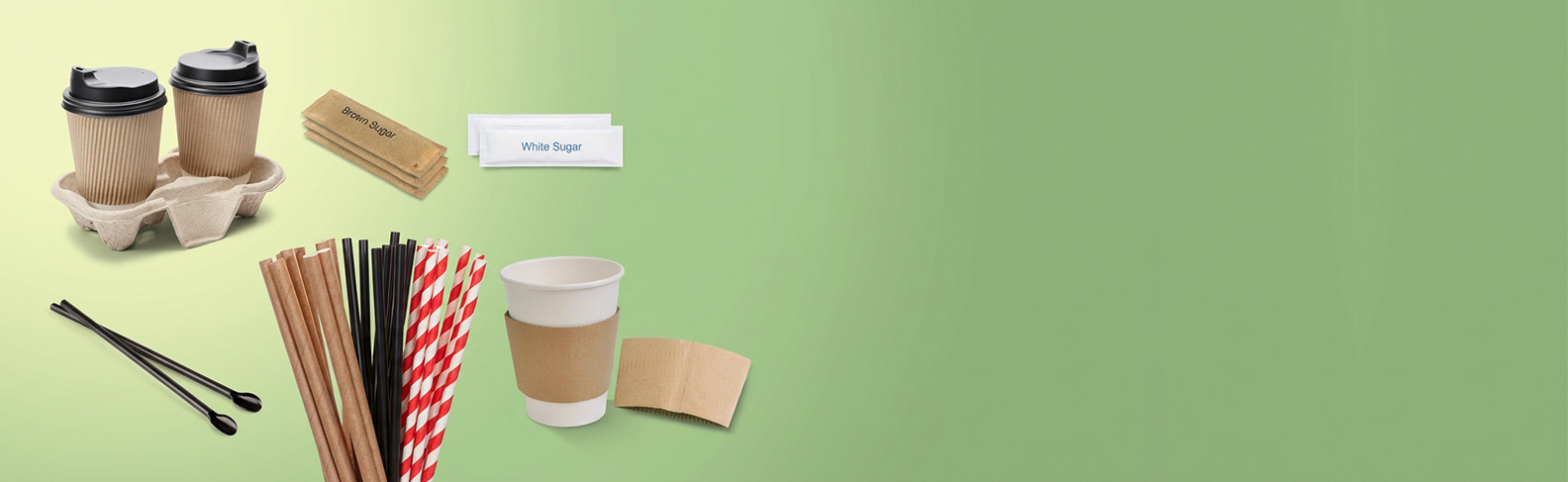 Takeaway Cups accessories Straw, Sugars, trays