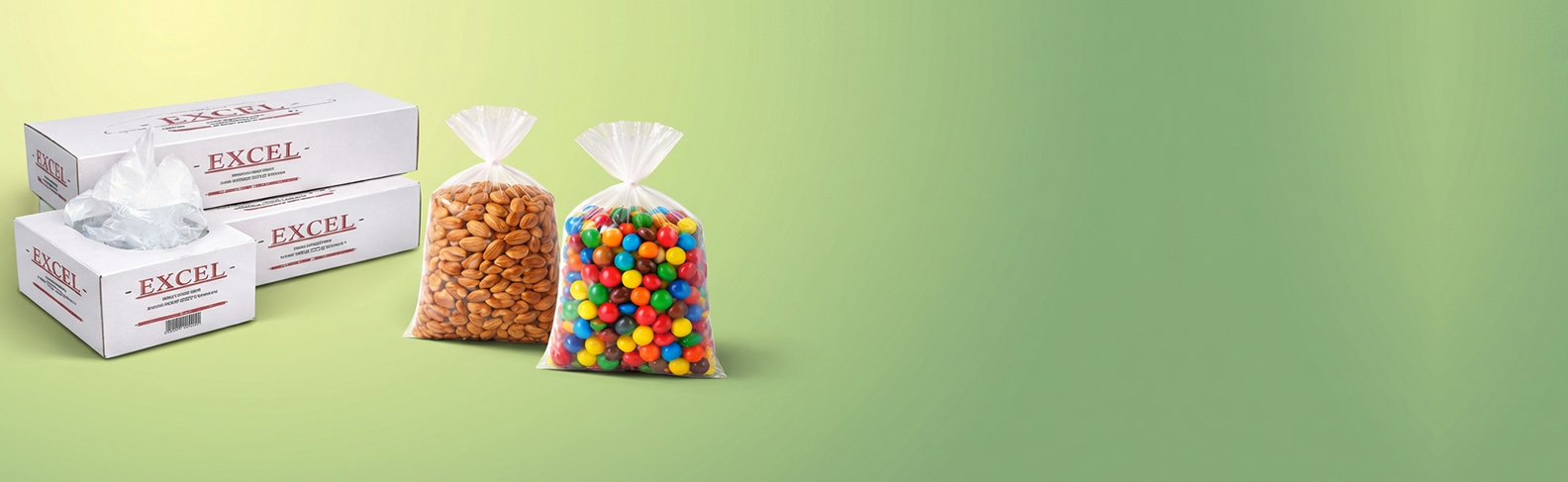 Clear plastic food safe Polythene bags