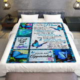 Blue Butterflies Fleece Blanket, A Letter From Daughter, Gifts for Mom