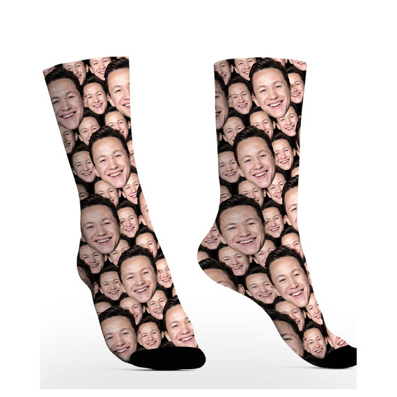 Personalized Photo Face Socks – Funny Custom Crew Socks Christmas Present for Friends and Family