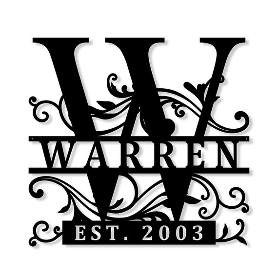 Personalized Elaborate Split Letter Family Name Metal sign - Unique Gifts For Him, Men, Boyfriend