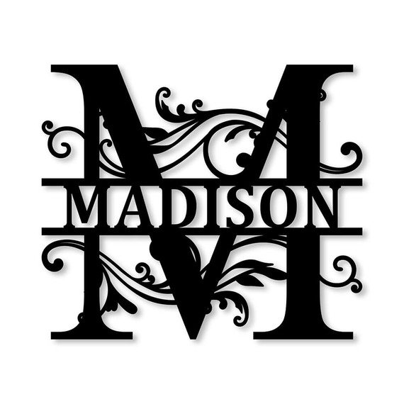 Customizable Monogram Split Letter Name Metal Sign - Best Gifts for Her/Him