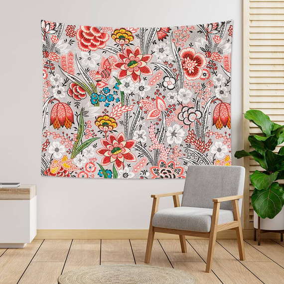 Psychedelic Pastel Flower Tapestry Wall Hanging